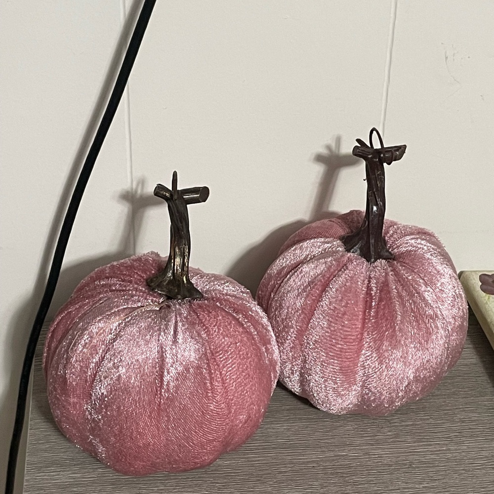 Soft pink pumpkin decor